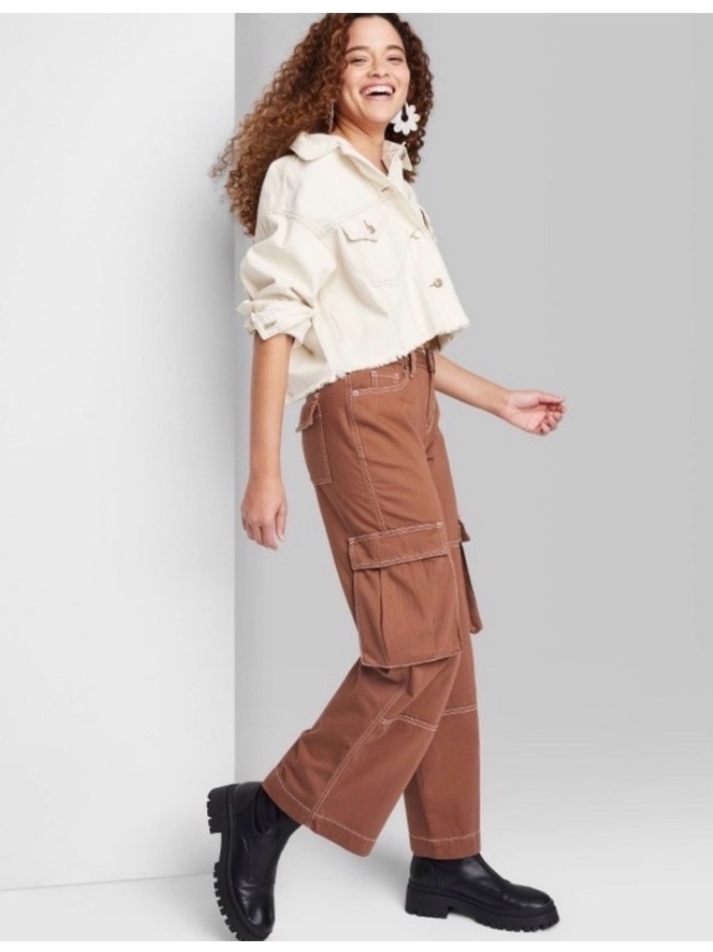 Wild fable Brown High-Rise Cargo Pants
